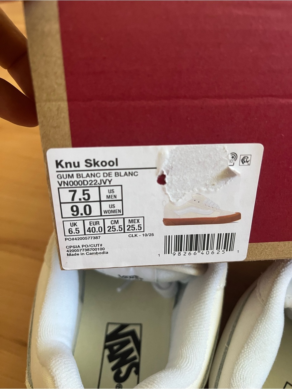 Vans Knu Skool Gum Blanc De Blanc White Women 9.0 US - Picture 10 of 10